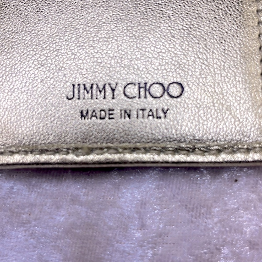 New Jimmy Choo Nemo Star Stud Crystal Leather Tri-fold Snap Wallet Metallic Gold - Picture 12 of 13